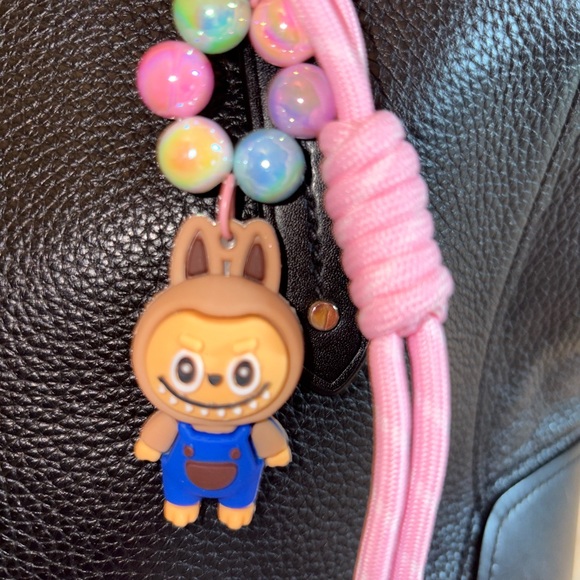 Accessories - Cute Brown Bunny Keychain with Pink Beads